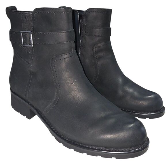 Clarks Collection Women Black Leather Ankle Boots Orinoco Bend Size 10W Zipper - Picture 3 of 16